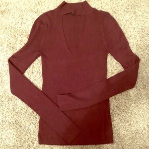 V neck choker sweater